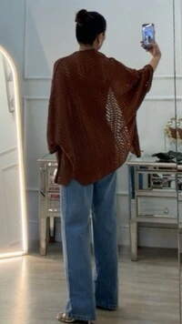 PRÉ-VENDA DATA ESTIMADA DE ENVIO DIA 12/05 Kimono Tricot Vazado Fabi Mangas 3/4