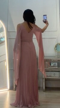 Vestido Longo Manga Echarpe Bruna Com Cinto Faixa