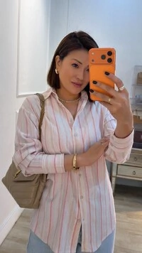 Maxi Camisa Listrada Vivian Listras Pespontadas Texturizadas