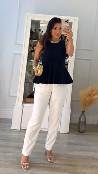 Blusa Regata Alongada Tricot Peplum Jamile