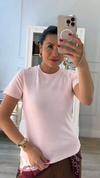 Blusa De Malha Bruna Mangas Curtas