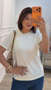 Blusa De Malha Thelma Gola Careca E Mangas Curtas