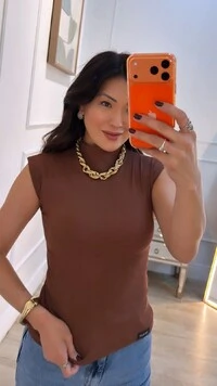 Blusa Muscle Canelada Larissa Gola Alta