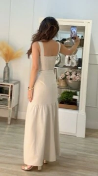 Vestido Longo Fio De Brilho Pietra Decote Coração