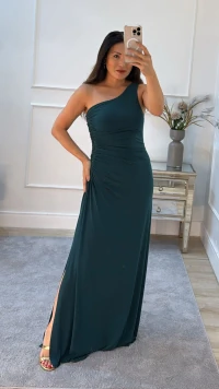 Vestido Longo Drapeado Cris Ombro Único