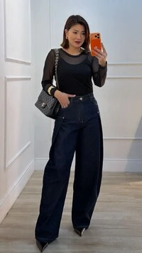 Blusa De Tule Maysa Mangas Longas