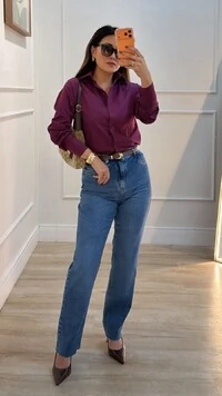 Maxi Camisa Talita Com Pregas Nos Punhos