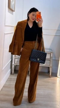 Calça Pantalona Veludo Melissa Botão Forrado