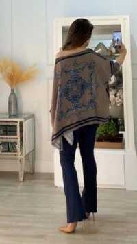 Blusa Kaftan Acetinada Estampada Hellen