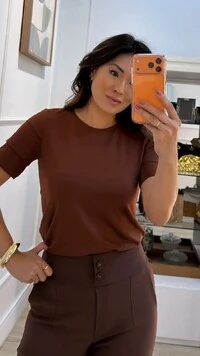 Blusa De Malha Noemi Mangas 3/4 Com Recortes