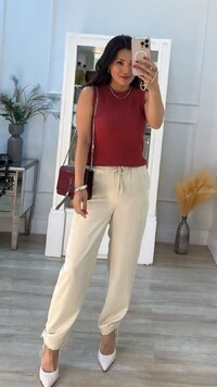 Blusa Colete Tricot Canelado Halley Detalhe Gola Enrolado