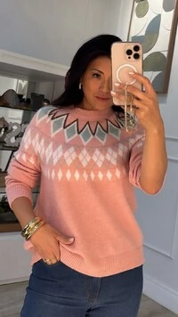 Blusa Tricot Melory Com Losangos Multicolor