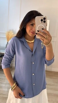 Camisa Viscose Kylie Com Botões Resinados Com Brilho
