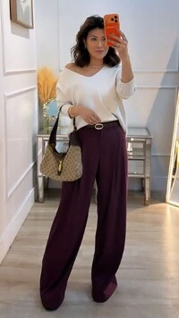 Blusa Tricot Ampla Decote V Paola Mangas Longas