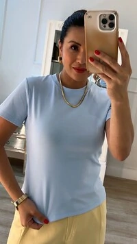 Blusa De Malha Bruna Mangas Curtas