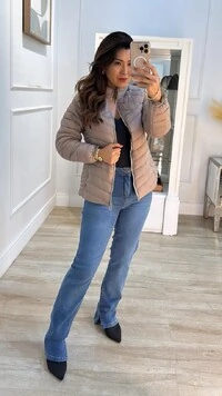 Jaqueta Nylon Gola Alta Patrícia Zíper Prata