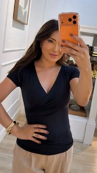 Blusa Cachequer Suplex Mangas Curtas Renata Decote V