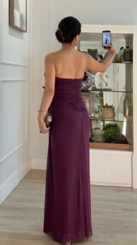 Vestido Longo Tulê Gabriella Tomara Que Caia Com Babados