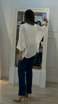 PRÉ-VENDA DATA ESTIMADA DE ENVIO 21/03 Kimono Tricot Vazado Fabi Mangas 3/4