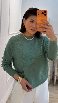 Blusa Tricot Texturizada Fernanda Nervuras Em Zigue E Zague