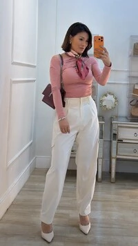 Blusa De Malha Assimétrica Catherine Drapeado Frontal