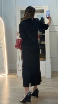 Conjunto Moletom Glaucia Blusa Gola Alta E Saia Midi