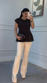 Blusa Peplum Tricot Thay Mangas Curtas