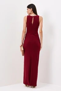 Vestido Longo Melory Detalhe Frontal Drapeado Transpassado