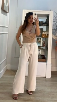 Calça Pantalona Com Brilho Amora Amarração Frontal