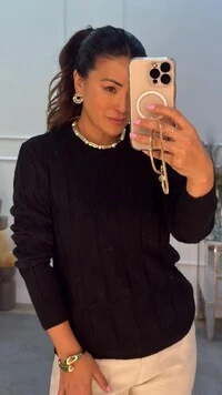 Blusa Tricot Jacky Trançados E Mangas Longas Princesa