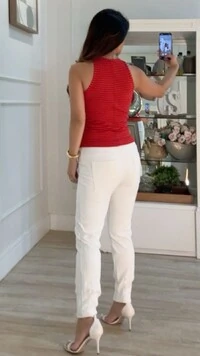 Blusa Regata Bicolor Listrada Nala Com Decote Nadador