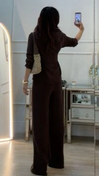 Calça Pantalona Luna Botão Dourado