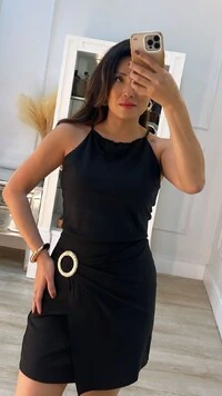 Vestido Curto Anastacia Saia Transpassada Com Fivela
