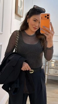 Blusa De Tulê Poá Selma Mangas Longas