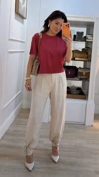 Blusa Malha Ampla Gola Careca Anny Mangas 3/4