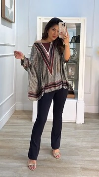 Blusa Kaftan Acetinada Estampada Hellen