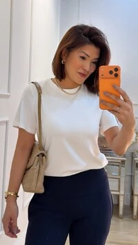 Blusa De Malha Thelma Gola Careca E Mangas Curtas
