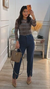 Blusa Tule Xadrez Sophy Mangas Longas