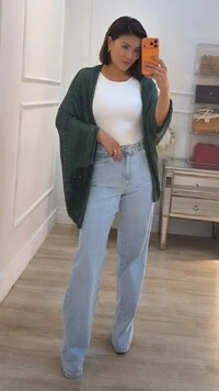 Kimono Tricot Vazado Fabi Mangas 3/4