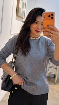 Blusa Tricot Dayane Punhos E Barrado Largos Canelados
