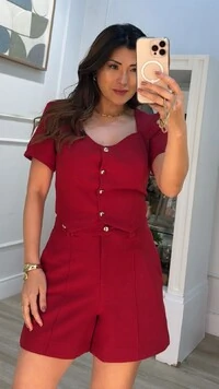 Blusa Cropped Alfaiataria Decote Coração Erika Barrado Assimétrico