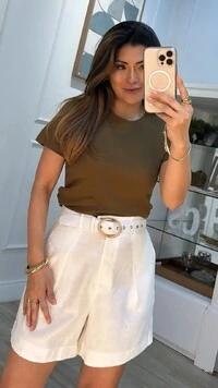 Blusa De Malha Bruna Mangas Curtas