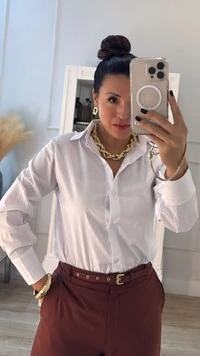 Maxi Camisa Talita Com Pregas Nos Punhos