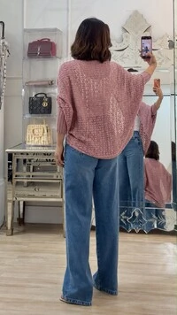 PRÉ-VENDA DATA ESTIMADA DE ENVIO DIA 22/10 Kimono Capa Tricot Lulu Punhos Largos Canelados