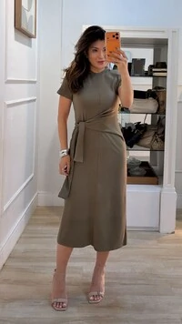 Vestido Midi Malha Aysha Cinto Faixa Fixo Com Amarração