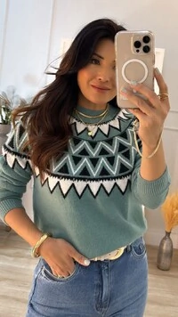 Blusa Tricot Lia Estampa Triâgulos