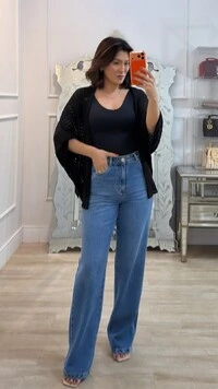 Kimono Tricot Vazado Fabi Mangas 3/4