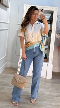 Camisa Linho Mangas Curtas Mila Prega Posterior