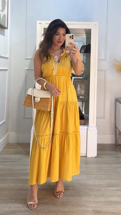 Foto Vestido Longo Pipoquinha Stella Recorte Em V Com Amarração