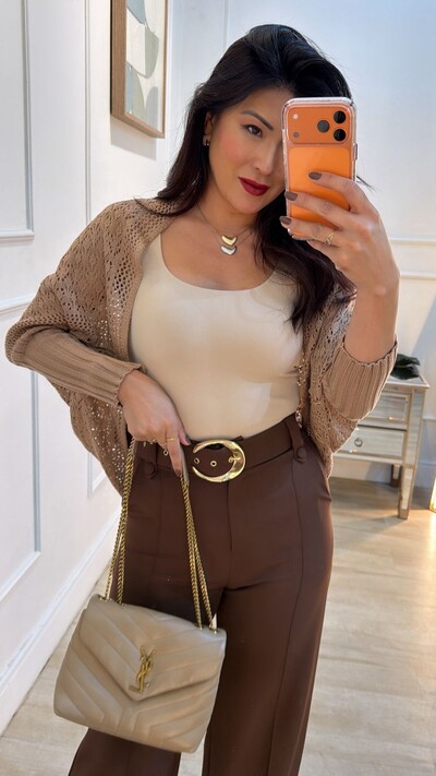 FotoKimono Capa Tricot Lulu Punhos Largos Canelados